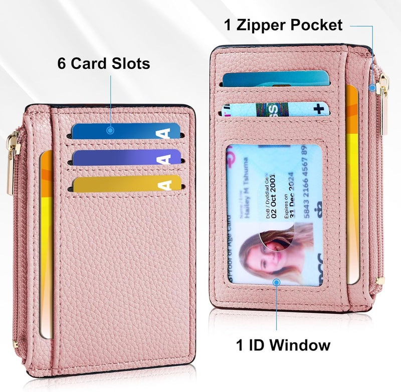 Tipmile Credit Card Holder for Women Slim Minimalist Front Pocket RFID Blocking Wallet Small Compact Card Case with ID Window, Dusty Pink - Image 3
